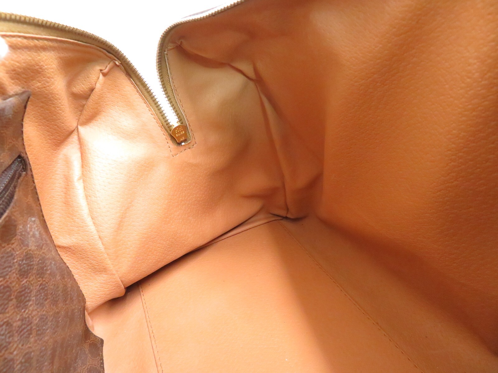 Authentic CELINE Leather Vintage Macadam Boston Bag Hand Bag #42033