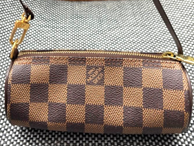 Auth Louis Vuitton Damier Ebene Papillon Mini Pouch Handbag Japan Vintage