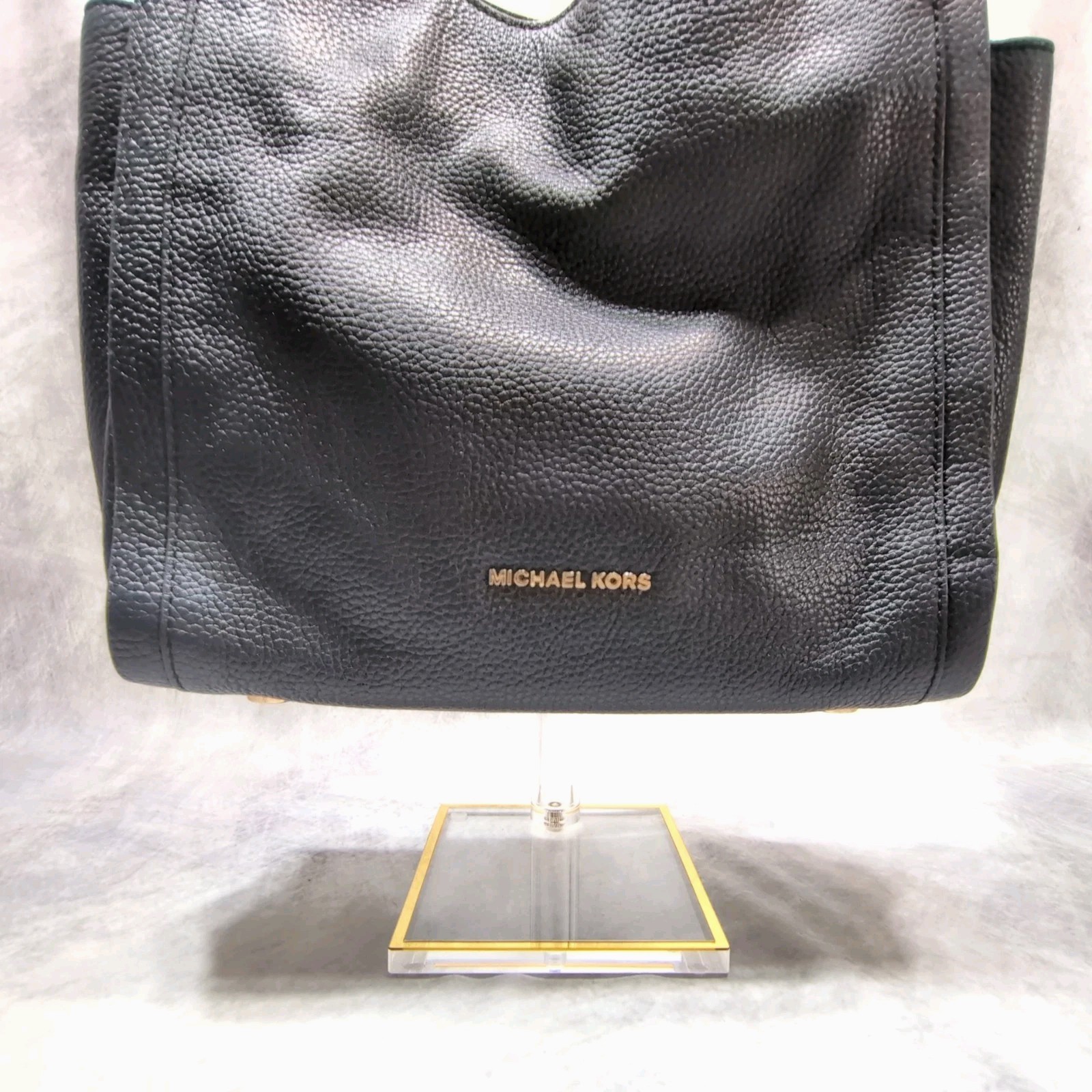 Michael Kors Newbury Medium Chain Shoulder Tote Dark Navy Pebbled Leather