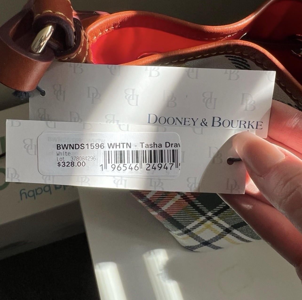 Dooney & Bourke Plaid Bucket Bag Drawstring Tassel Gold Hardware Shoulder Strap