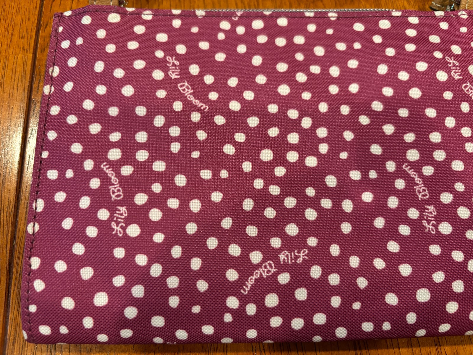 Lily Bloom Magenta Polka Dot Crossbody Purse w/ Wristlet Strap 5.75″ x 8.25″
