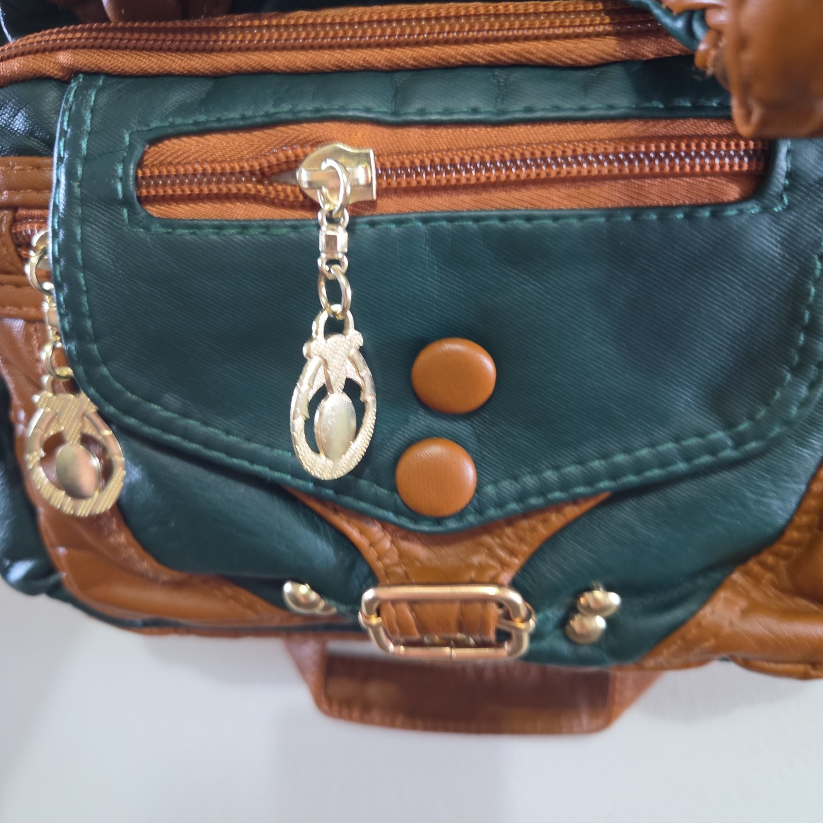 Retro Womens Shoulder Purse Trendy Handbag Green Brown A