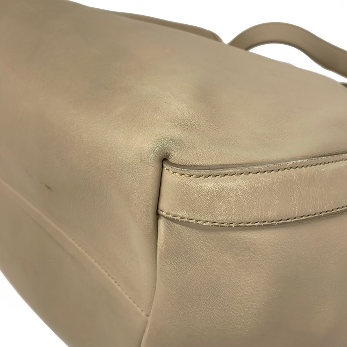 HIROFU Gray Leather Tote Bag