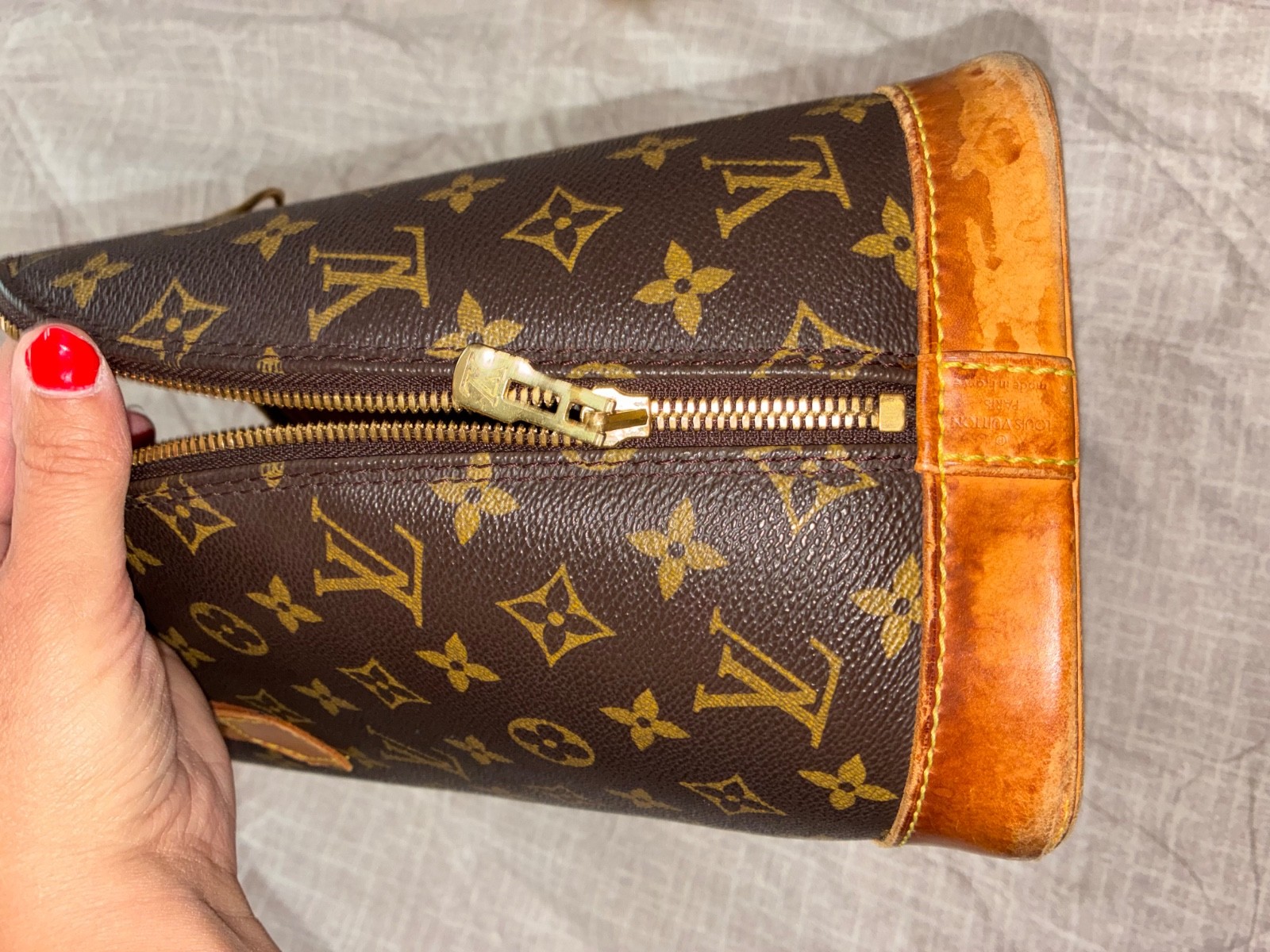Louis Vuitton Vintage Alma Top Handle PM Brown Canvas-Used Good Condition