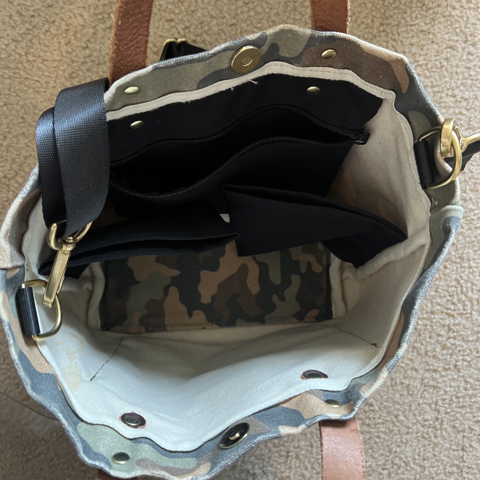 NWT R. Riveter Ada Camo Mixed Media Tote Bag Purse Military Spouse Designed