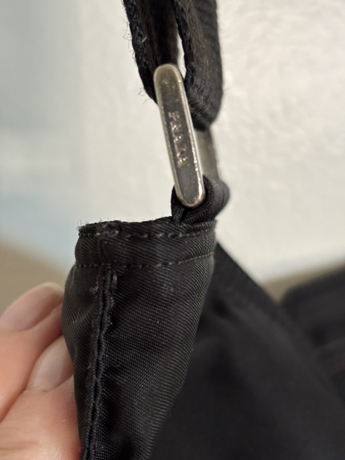 Vintage Prada Vela Nero Tessuto Black Nylon Crossbody Bag with Adjustable Strap