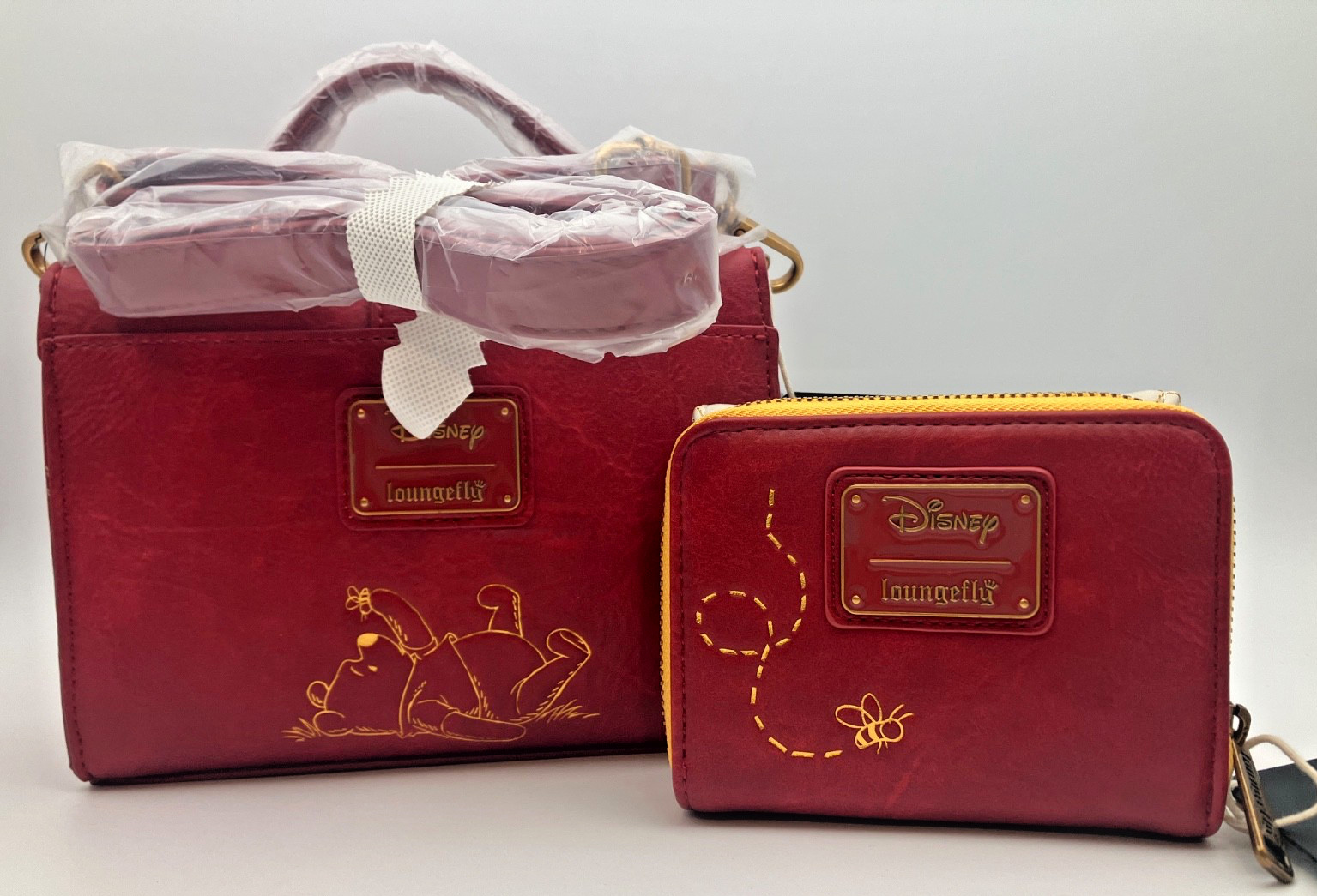 EXCLUSIVE Loungefly Disney Winnie Pooh Honeycomb Crossbody Wallet 2PC Set NWT