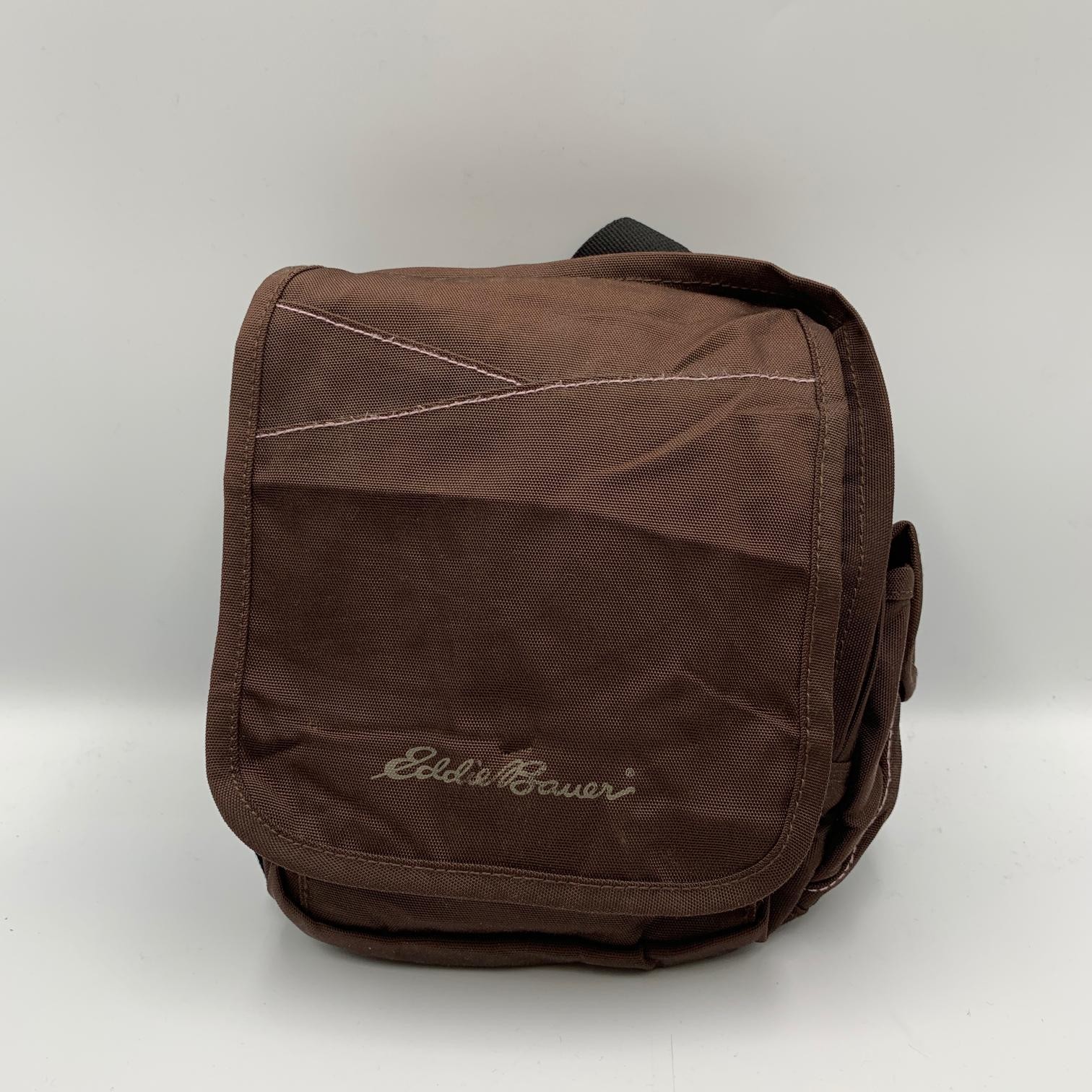 Eddie Bauer Mini Weekend Travel Bag Brown Nylon Adjustable Crossbody Straps