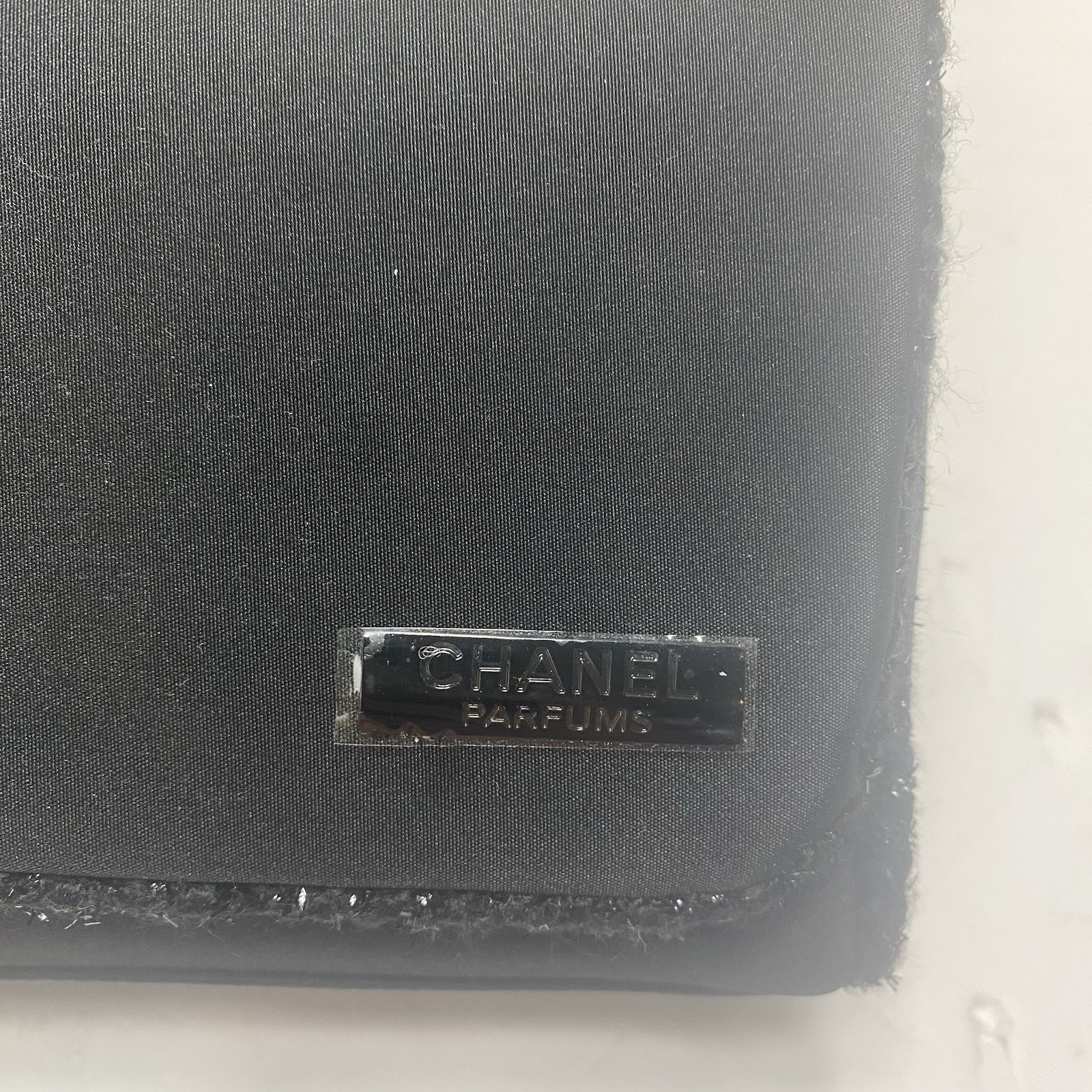 CHANEL Parfume Perfume Make Up Toiletry Logo Zip Up Black Bag W Box