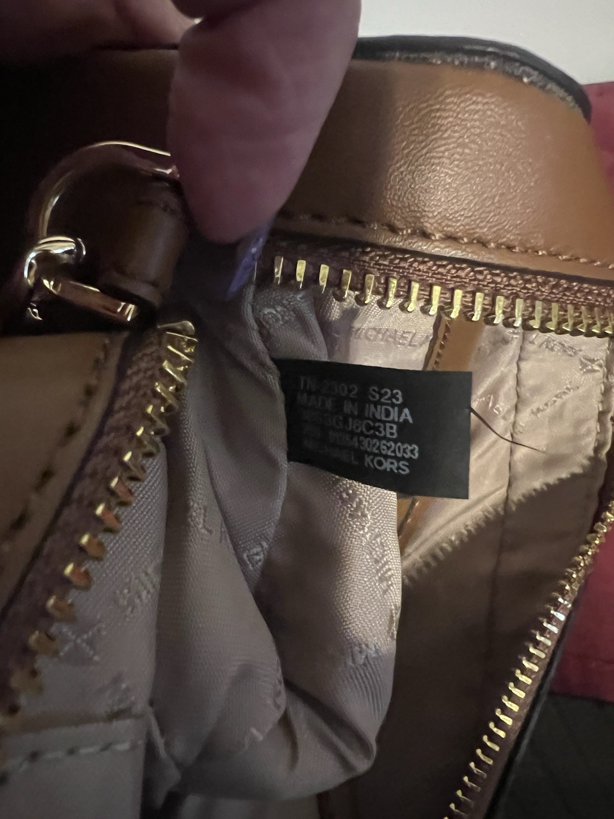 Michael Kors Signature MK Logo Zip Small Crossbody Brown/Black Gold