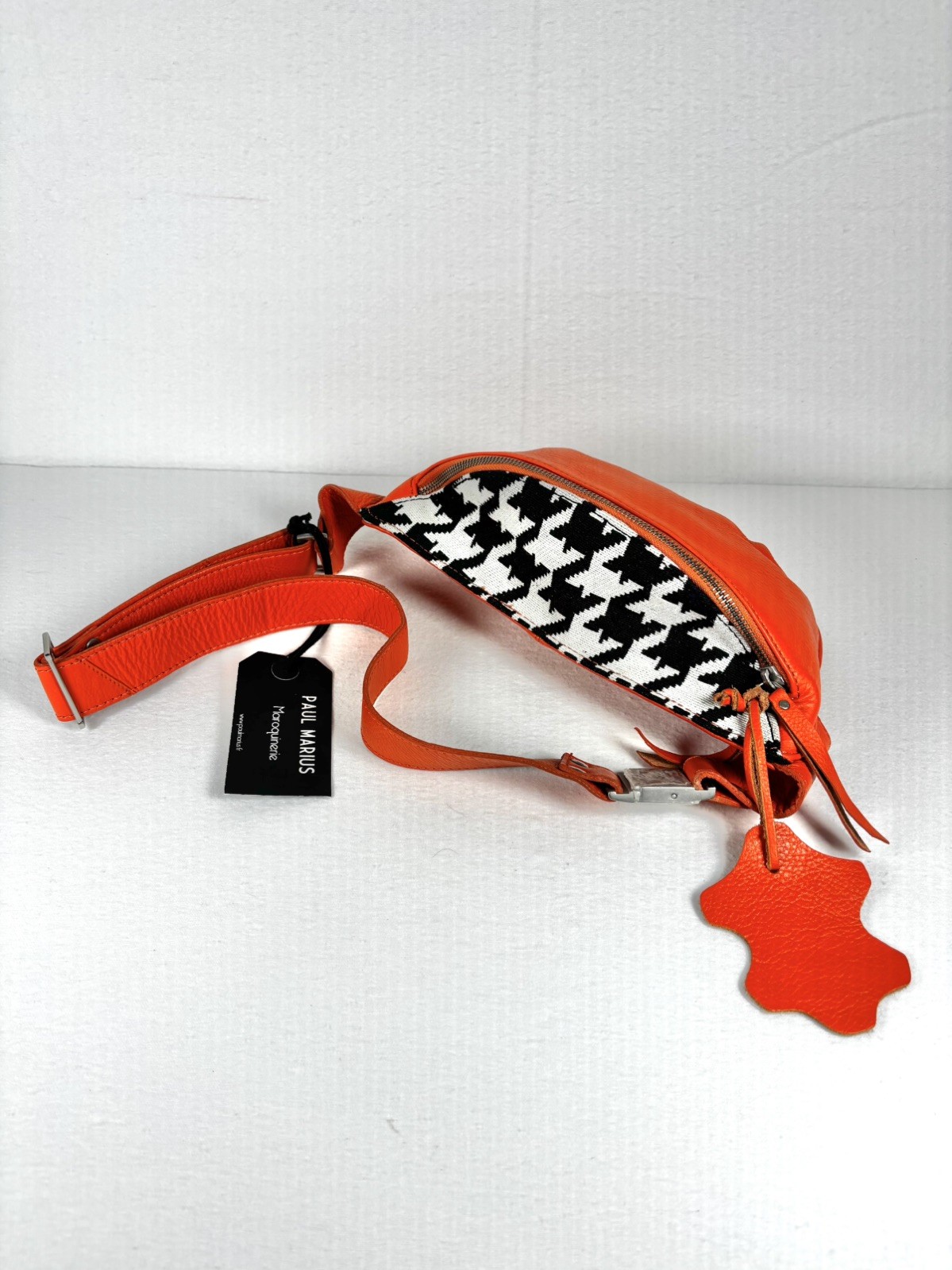 Unisex PAUL MARIUS LaBanane Allure Orange Leather Fanny Pack Belt Bag Crossbody