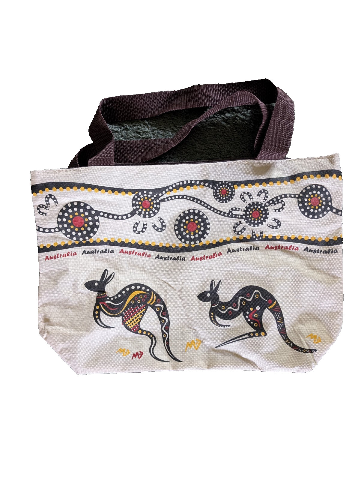New Australia Kangaroo Tote Beach Travel Bag Zipper w/ Straps. 15 1/2 x 10 1/2