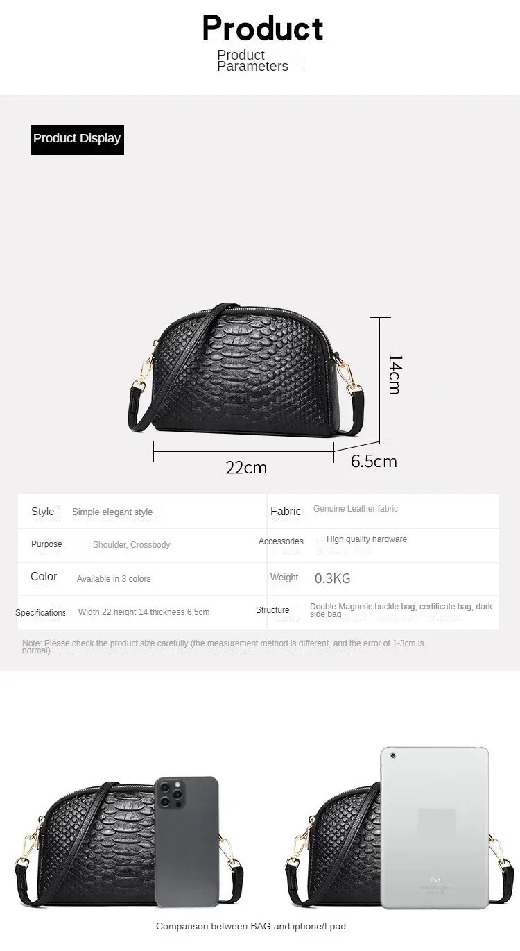 Luxury Crocodile Pattern Leather Crossbody Bag Women Cowhide Messenger Tote Hand